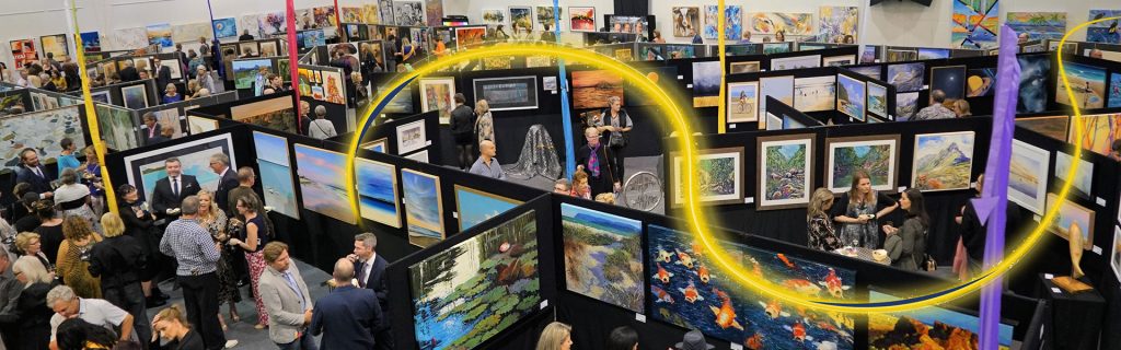Immanual Arts Festival Sunshine Coast - picture of the floor of the gallery with hundreds of visitors admiring the art